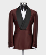 Valerio Milano Men's Red Spotted-Black Lapeled Double Breasted Classic Tuxedo