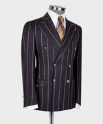 Pinstripe Brown Double Breasted Suit