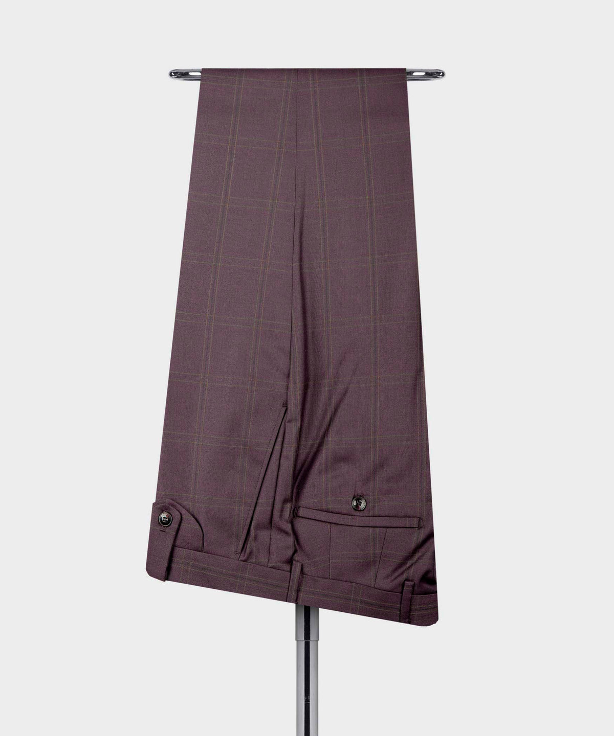 Valerio Milano 3-Piece Italian Men's Suit- Burgundy 100% Wool 3 Side Pockets Classic Suit W/ Straight Leg Trousers
