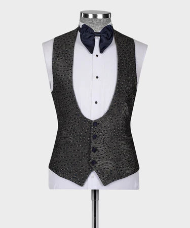Valerio Milano Gray Navy Embossed Fabric