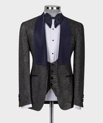 Valerio Milano Gray Navy Embossed Fabric