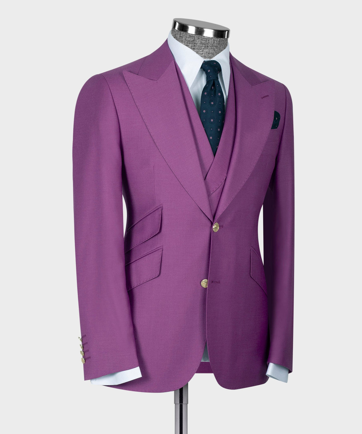 Valerio Milano 3-Piece Italian Men's Suit Fuchia 100% Wool Business Classic Vest Suit Straight Leg Trousers