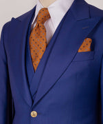 Valerio Milano 3-Piece Italian Men's SuitDark Blue 100% Wool Classic Vest Suit W/ Straight leg Trousers