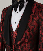 Valerio MilanoBlack Double Lapeled Red Tuxedo Suit