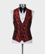Valerio MilanoBlack Double Lapeled Red Tuxedo Suit