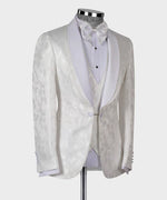 Valerio Milano Double Lapeled White Tuxedo Suit