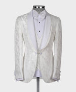 Valerio Milano Double Lapeled White Tuxedo Suit