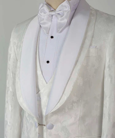 Valerio Milano Double Lapeled White Tuxedo Suit