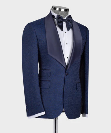 Valerio Milano Navy Blue Embossed Fabric