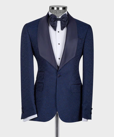 Valerio Milano Navy Blue Embossed Fabric