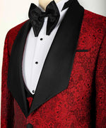 Valerio Milano 3-Piece Italian Tuxedos Suit Red Embossed Fabric