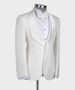 Valerio Milano 3-Piece Italian Men's Tuxedos Suit White Embossed Fabric