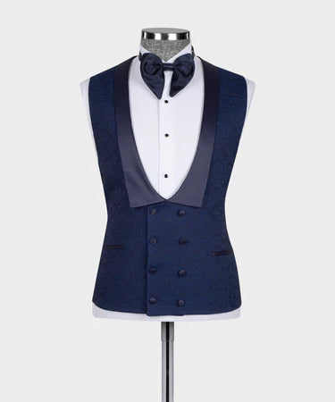 Valerio Milano Navy Blue Embossed Fabric
