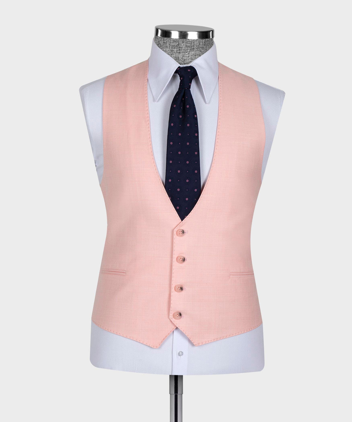 Valerio Milano 3- Piece Italian Men's Suit- Pink 100% Wool Vest Classic Suit W/ Straight Leg Trousers