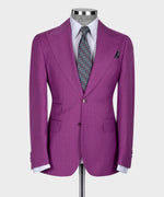 Valerio Milano 3- Piece Italian Men's Suit- Purple 100% Wool Dot Stitching Vest Classic Suit Straight Leg Trousers