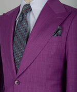 Valerio Milano 3- Piece Italian Men's Suit- Purple 100% Wool Dot Stitching Vest Classic Suit Straight Leg Trousers