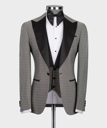 Valerio Milano Black Satin Collar Gray Tuxedo