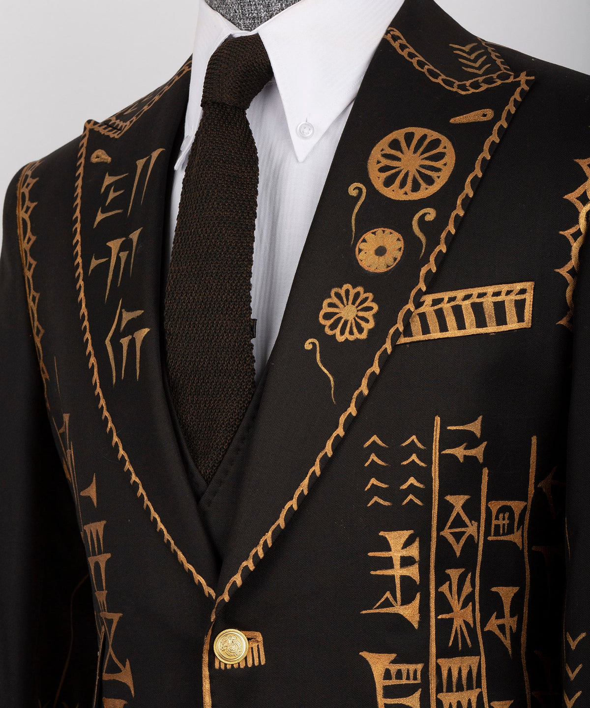 Valerio Milano Men's Painting Tuxedo Custom Desing Vest Suit And Trousers