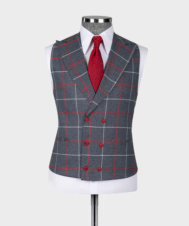 Valerio Milano 3-Piece Italian Men's Suit Gray Dot Seam 3 Side Pockets Triple Classic Suit Suit W/ Straight Leg Trousers