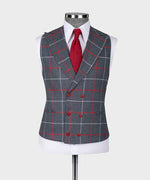 Valerio Milano 3-Piece Italian Men's Suit Gray Dot Seam 3 Side Pockets Triple Classic Suit Suit W/ Straight Leg Trousers