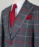 Valerio Milano 3-Piece Italian Men's Suit Gray Dot Seam 3 Side Pockets Triple Classic Suit Suit W/ Straight Leg Trousers
