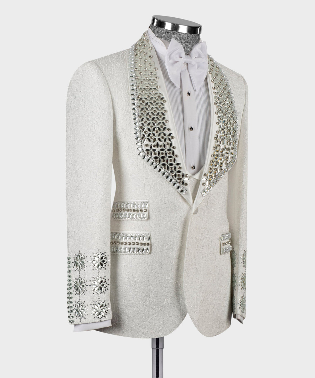 Valerio Milano Men's White Front One Button Handmade Custom Desing Classic Vest Suit