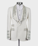 Valerio Milano Men's White Front One Button Handmade Custom Desing Classic Vest Suit