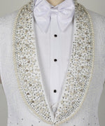 Valerio Milano Men's Gem Stone Detailed White Special Tuxedo Custom Desing Vest Suit