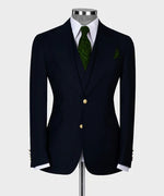 Valerio Milano 3-Piece Italian Men's Suit Dark Blue 100% Wool Front 2 Button Triple Classic Vest Suit Straight Leg Trousers