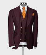 Valerio Milano 3-Piece Italian Men's Suit100% Wool Front 2 Button Point Seam Triple Classic Suit Straight Leg Trouser