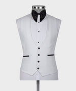 Valerio Milano Men's White Front Two Pockets Custom Desing Vest Suit W/ Pant