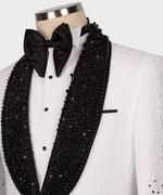 Black Gem Stone Detailed White Special Tuxedo