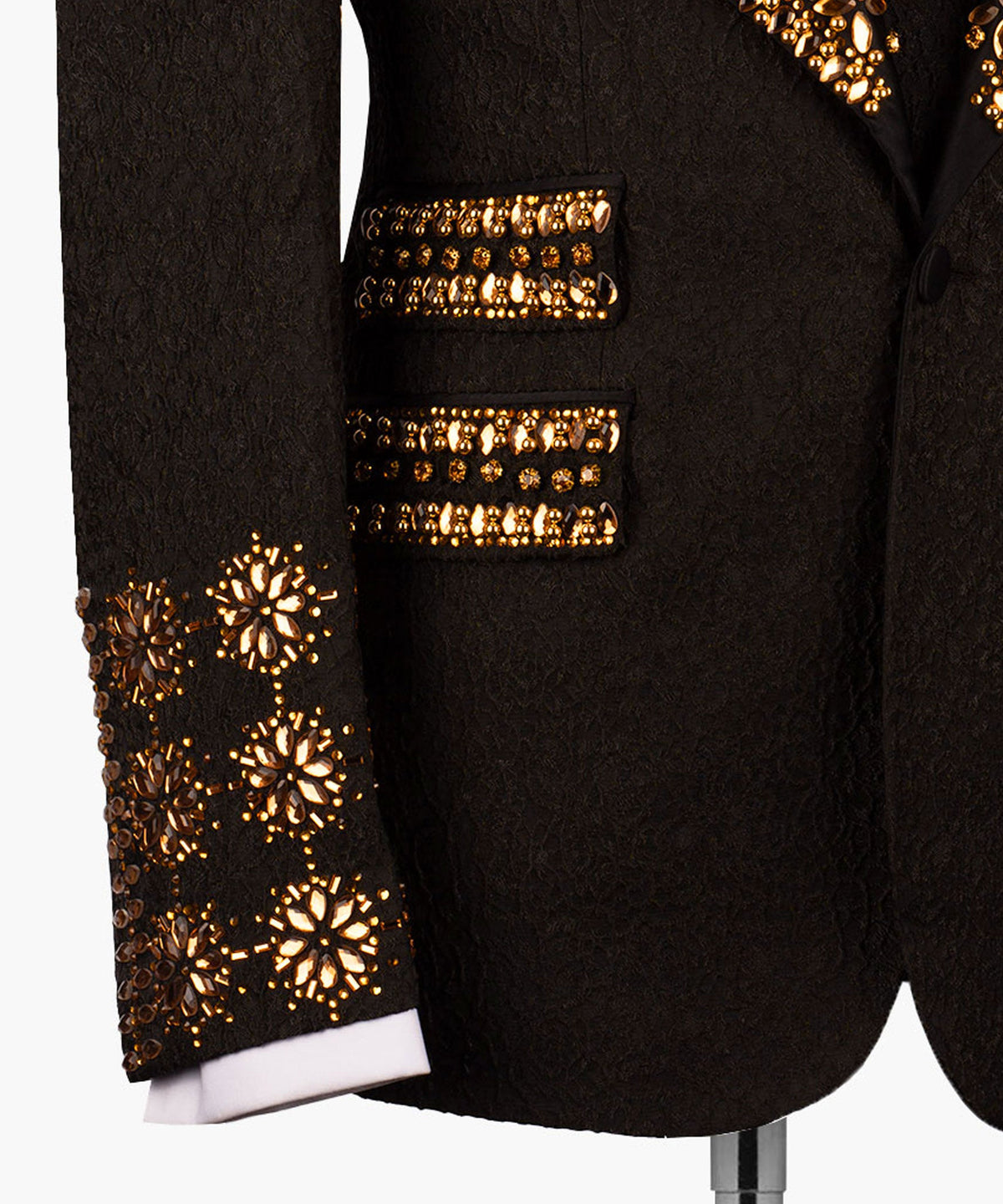 Valerio Milano Men's Gold Gem Stone Black Tuxedo Custom Desing Vest Suit