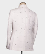 Valerio Milano Men's White Flower Themed Custom Tuxedo Vest Suit & Bowtie