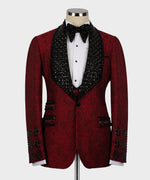 Valerio Milano Black Gem Stone Red Custom Tuxedo