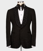 Valerio Milano Black Gem Stone Black Custom Tuxedo Suit