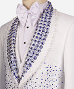 Valerio Milano Blue Gem Stone Detailed White Custom Tuxedo Suit