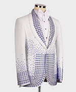 Valerio Milano Blue Gem Stone Detailed White Custom Tuxedo Suit