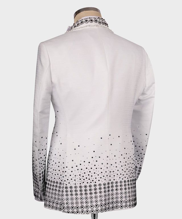 Valerio Milano Black Gem Stone Detailed White Custom Tuxedo Suit