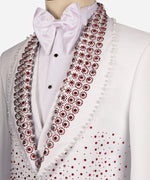 Valerio Milano Red Gem Stone Detailed White Custom Tuxedo Suit