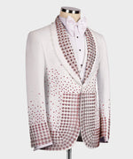 Valerio Milano Red Gem Stone Detailed White Custom Tuxedo Suit