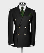 Black Double Breasted Gold Button Men’S Suit