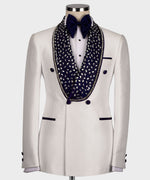 Valerio Milano Men's White Custom Desing Silk Satin Classic Vest Suit W/ Pant