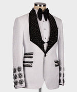 Valerio Milano 3-Piece Italian Men's SuitBlack Gem Stone Black Laleped Special Tuxedo Suit