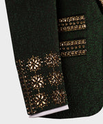 Valerio Milano Men's Gold Custom Desing Green Laleped Special Tuxedo Vest Suit