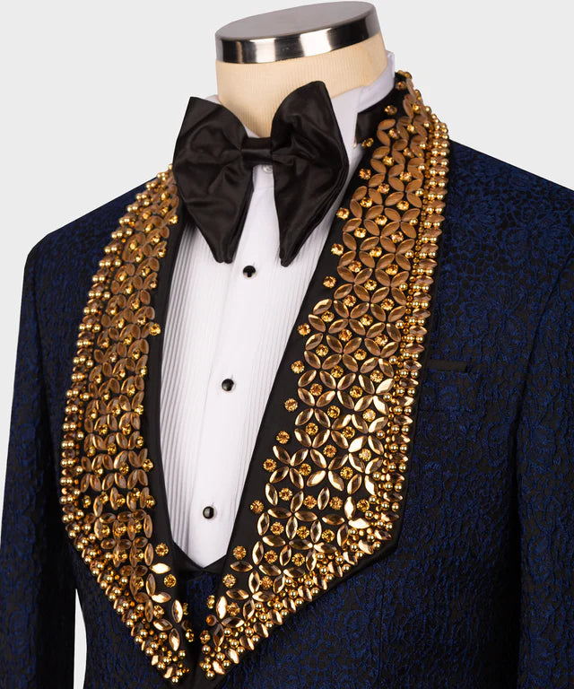 Valerio Milano Gold Gem Stone Dark Blue Special Tuxedo