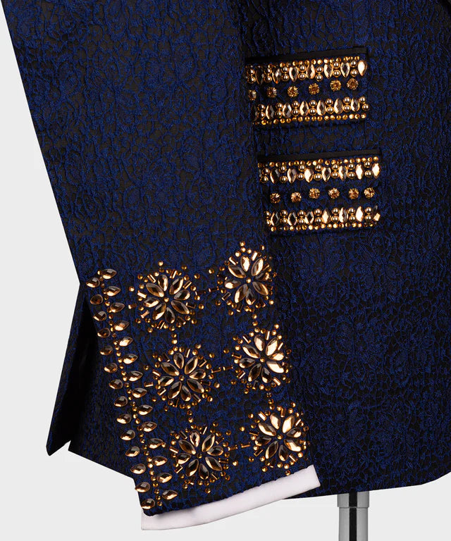 Valerio Milano Gold Gem Stone Dark Blue Special Tuxedo