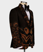 Valerio Milano Flame Pattern Black Custom Tuxedo Suit