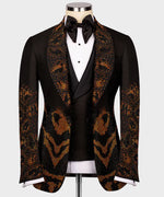 Valerio Milano Flame Pattern Black Custom Tuxedo Suit