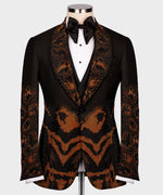 Valerio Milano Flame Pattern Black Custom Tuxedo Suit